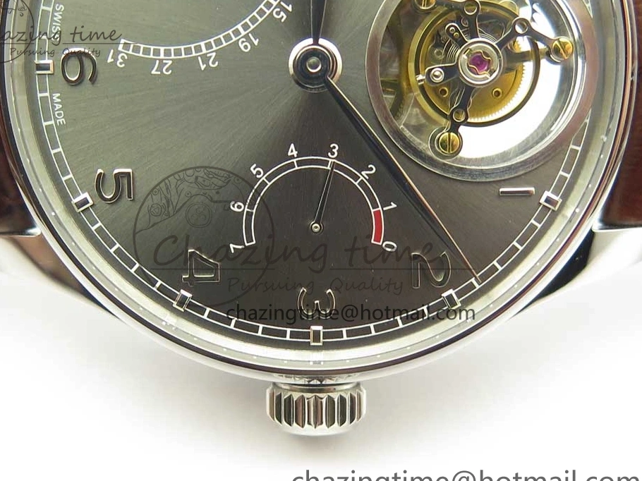 MIROTIME 0701 Lightweight Portuguese Tourbillon IW504602 SS ZF Best Edition Gray Dial on Brown Leather Strap 7177